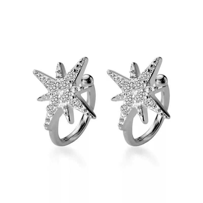 925 Silver Ear Cuff Women Zircon Clip On Earrings Earcuff Without Piercing