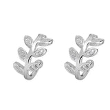 925 Silver Ear Cuff Zircon Clip Earrings Without Piercing Leaf Jewelry