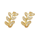 925 Silver Ear Cuff Zircon Clip Earrings Without Piercing Leaf Jewelry