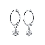 925 Silver Ear Hoop Earrings Zircon Ball Short Buckle Female Jewelry