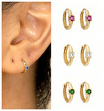 925 Silver 5 Crystal Zircon Hoop Earrings Women