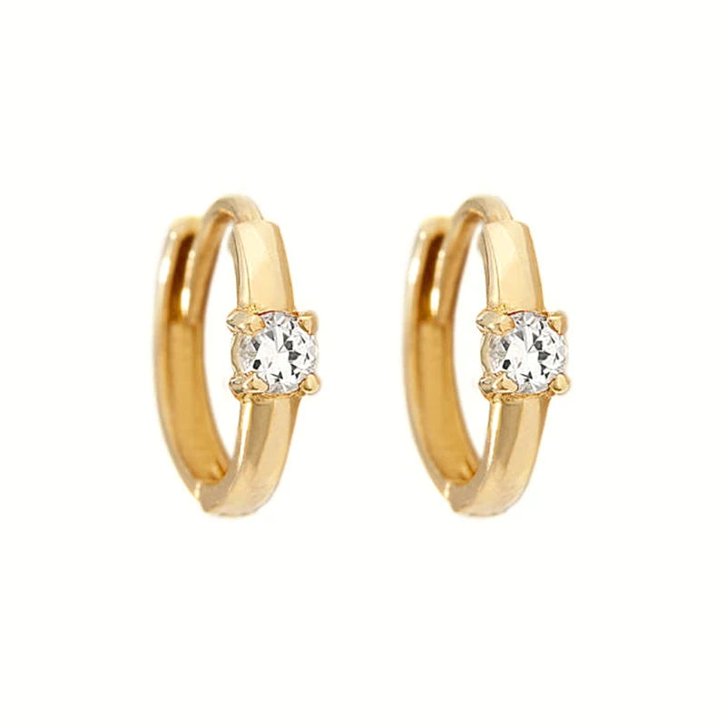 925 Silver 5 Crystal Zircon Hoop Earrings Women