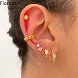 925 Sterling Silver CZ Square Zircon Hoop Earrings for Women