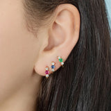 925 Sterling Silver CZ Square Zircon Hoop Earrings for Women