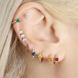 925 Sterling Silver CZ Square Zircon Hoop Earrings for Women