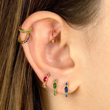 925 Sterling Silver CZ Square Zircon Hoop Earrings for Women