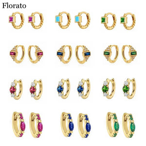 925 Sterling Silver CZ Square Zircon Hoop Earrings for Women