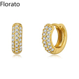 925 Silver Colorful Zircon Hoop Earrings Retro Huggie Party Jewelry