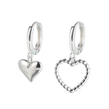 925 Silver Asymmetric Love Hoop Earrings Sweet Heart-Shaped Jewelry
