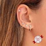 925 Silver Bamboo Big Round Earrings C Circle Charm Stud Party Jewelry
