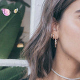 925 Silver Big C Stud Earrings Rainbow Crystal Boho Wedding Jewelry