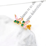 925 Silver Butterfly Stud Earrings with Crystals, Romantic Animal Jewelry