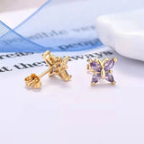 925 Silver Butterfly Stud Earrings with Crystals, Romantic Animal Jewelry