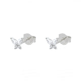 925 Silver Butterfly Stud Earrings with Crystals, Romantic Animal Jewelry