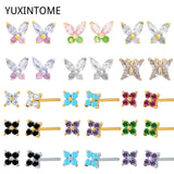 925 Silver Butterfly Stud Earrings with Crystals, Romantic Animal Jewelry