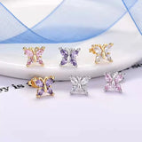 925 Silver Butterfly Stud Earrings with Crystals, Romantic Animal Jewelry