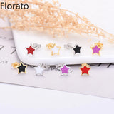 925 Silver Candy Color Star Stud Earrings for Women