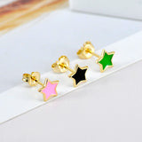 925 Silver Candy Color Star Stud Earrings for Women