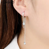 925 Silver Chain Pendant Hoop Earrings with Ear Clips