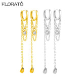 925 Silver Chain Pendant Hoop Earrings with Ear Clips