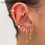 925 Silver Chain Pendant Hoop Earrings with Ear Clips