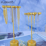 925 Silver Chain Pendant Hoop Earrings with Ear Clips