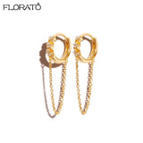 925 Silver Chain Pendant Hoop Earrings with Ear Clips