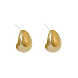 Water Drop Cutout Stud Earrings 925 Silver Chunky Glossy Jewelry