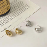 Water Drop Cutout Stud Earrings 925 Silver Chunky Glossy Jewelry