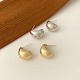 Water Drop Cutout Stud Earrings 925 Silver Chunky Glossy Jewelry