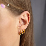 925 Sterling Silver Circle Huggie 8mm Hoop Earring