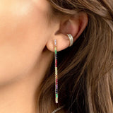 925 Silver Colorful Crystal Earrings Dangle Stud Wedding Jewelry