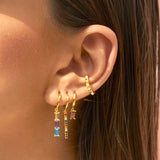 925 Silver Colorful Crystal Earrings Dangle Stud Wedding Jewelry