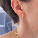925 Silver Colorful Crystal Earrings Dangle Stud Wedding Jewelry