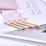 925 Sterling Silver Crystal Rainbow Long Earrings Stud Wedding Jewelry