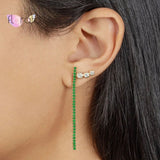 925 Sterling Silver Crystal Rainbow Long Earrings Stud Wedding Jewelry