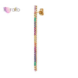 925 Sterling Silver Crystal Rainbow Long Earrings Stud Wedding Jewelry