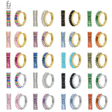 925 Silver Colorful Crystal Hoop Earrings 9mm for Women Party Jewelry