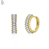 925 Silver Colorful Crystal Hoop Earrings 9mm for Women Party Jewelry