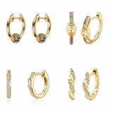 925 Silver Colorful Crystal Hoop Earrings for Women