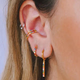 Colorful Crystal Tassel Hoop Earrings