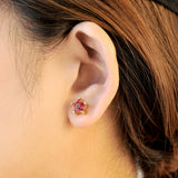 925 Silver Colorful Crystal Small Stud Earrings Women Star/Heart Piercing