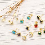 925 Silver Colorful Crystal Small Stud Earrings Women Star/Heart Piercing