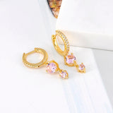 925 Silver Crystal Zircon Hoop Earrings Golden Party Jewelry Women Gift