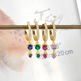 925 Silver Crystal Zircon Hoop Earrings Golden Party Jewelry Women Gift