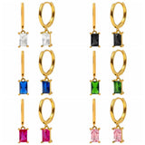 925 Silver Crystal Zircon Hoop Earrings Golden Party Jewelry Women Gift