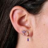 925 Silver Crystal Zircon Hoop Earrings Golden Party Jewelry Women Gift