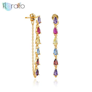 925 Silver Zircon Chain Pendant Stud Earrings Wedding Jewelry