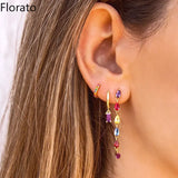 925 Silver Zircon Chain Pendant Stud Earrings Wedding Jewelry