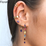 925 Silver Zircon Chain Pendant Stud Earrings Wedding Jewelry